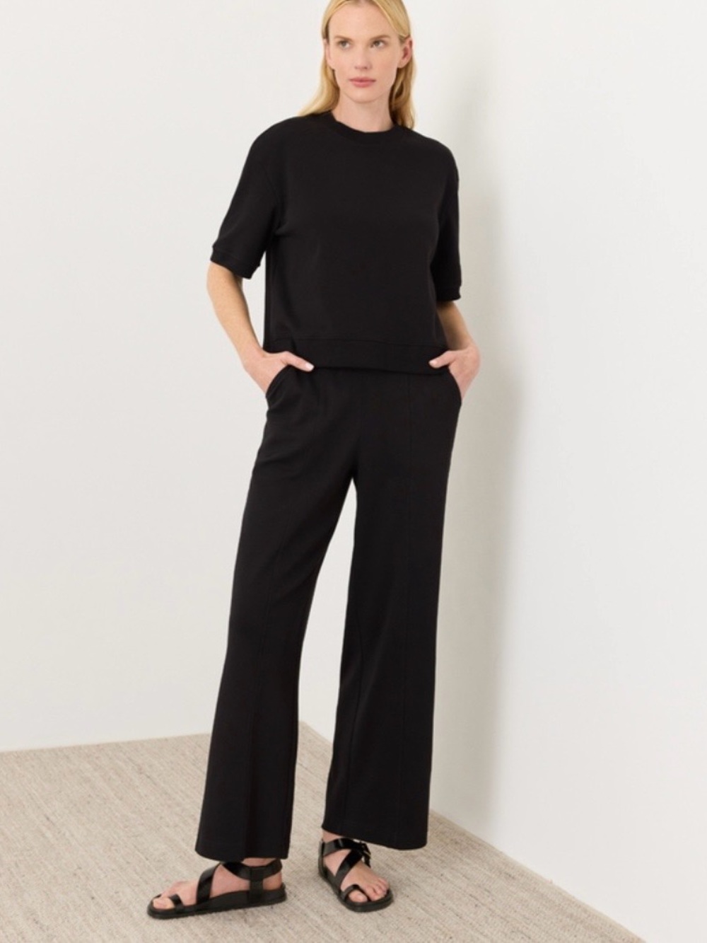 Pact Organic Airplane Pintuck Wide-Leg Pants-HEATHER BROWN